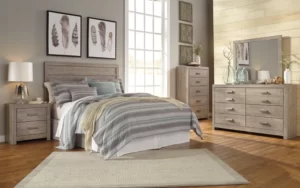 Culverbach Queen/Full Panel Headboard Bed with Mirrored Dresser, Chest and Nightstand