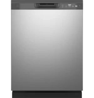 GE - 24" Front Control Built-In Plastic Tub Dishwasher with Dry Boost and 59 dBA - Stainless Steel - GDF510PSRSS