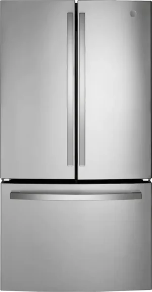 GE - 27.0 Cu. Ft. French Door Refrigerator with Internal Water Dispenser - Stainless Steel-GNE27JYMFS