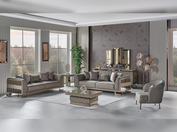 Gokce 4-pieces (2 Sofa & 2 Chair) Livingroom Set Grey - 101-GOK-KAN550-3311