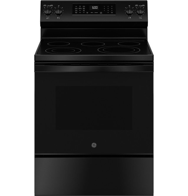 GE® ENERGY STAR® 30" Free-Standing Electric Convection Range with No Preheat Air Fry and EasyWash™ Oven Tray Model - GRF600AVBB