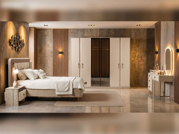 Bern Bedroom (Queen Frame With Headboard & Dresser With Mirror & 2 Nightstand)-B331-343