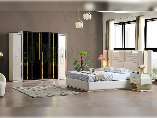 Marsel Bedroom (Queen Storage Bed With Headboard & Dresser With Mirror & 2 Nightstand With Back Part)-B331-344