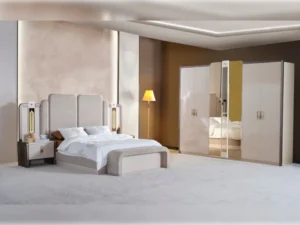 Nirvana Bedroom (Queen Bed & Dresser With Mirror & Ottoman & 2 Nightstand With Back )-B331-338