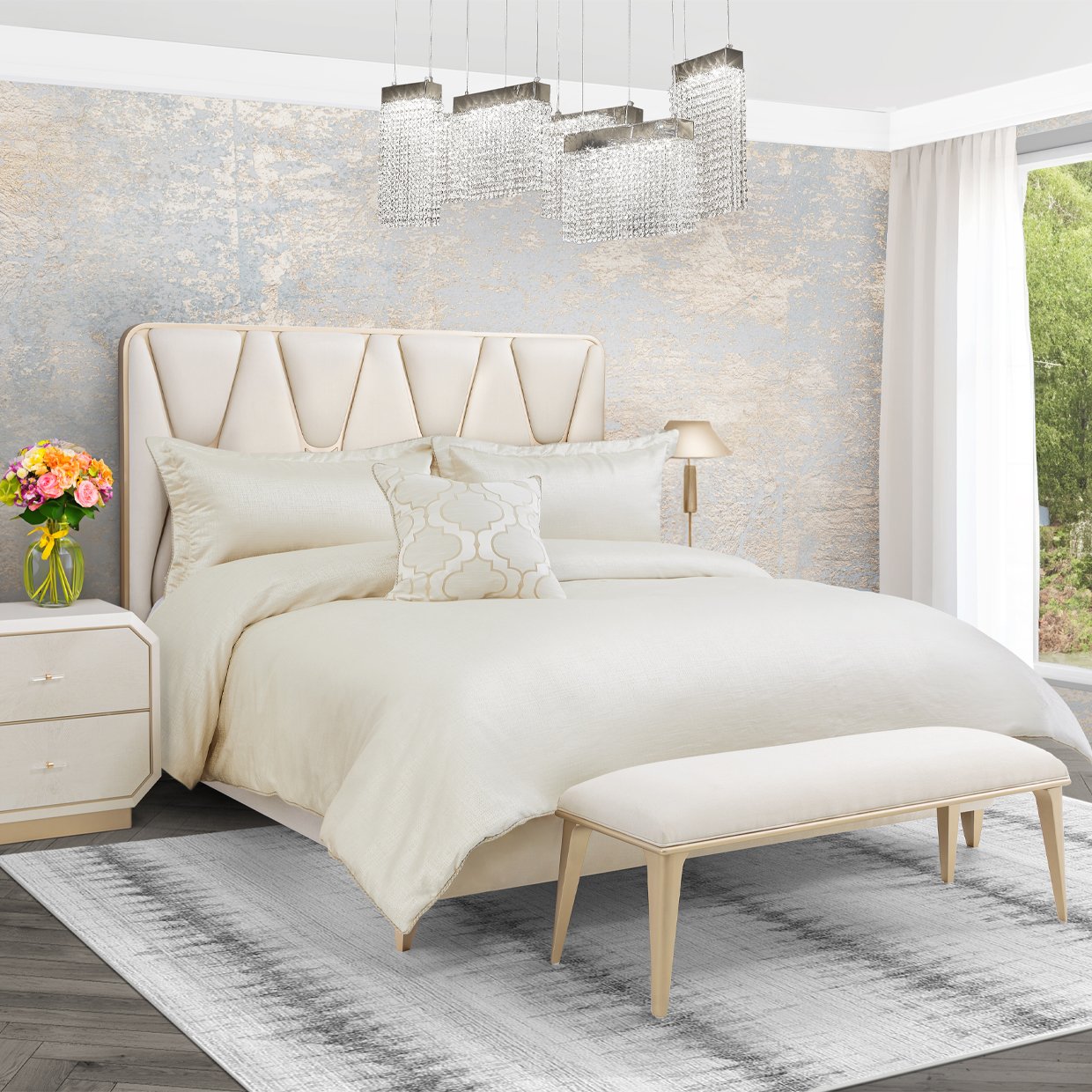 Westlyn 4pc Queen Comforter Set Ivory