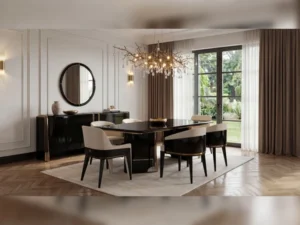 Hanedan Diningroom (Consol With Mirror & Dining Table & 2 Lux Dining Chair & 2 Dining Chair