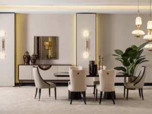 Revora Diningroom (Consol With Mirror & Dining Table & 2 Lux Dining Chair & 2 Dining Chair