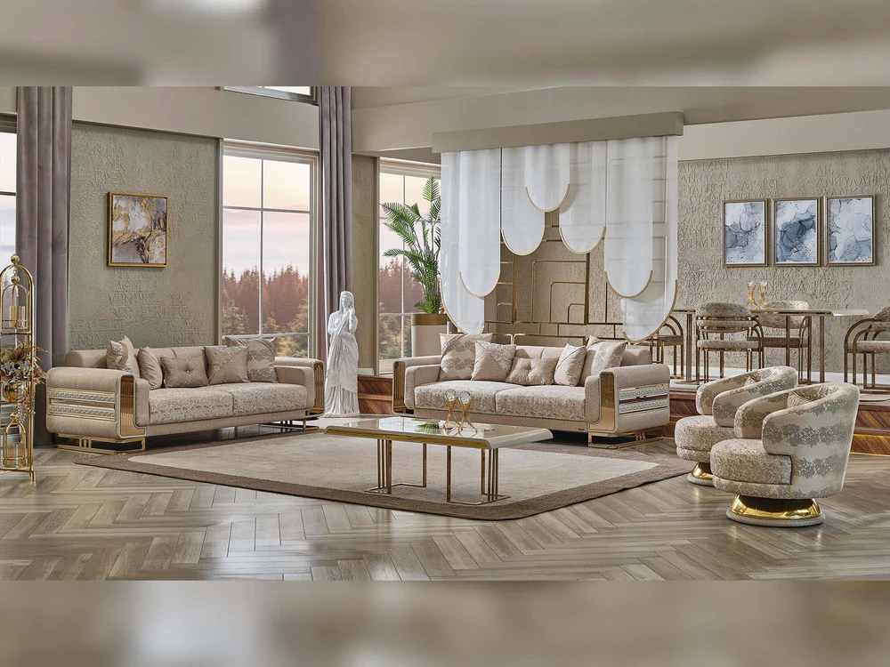 Delux Convertible Loveseat Cream