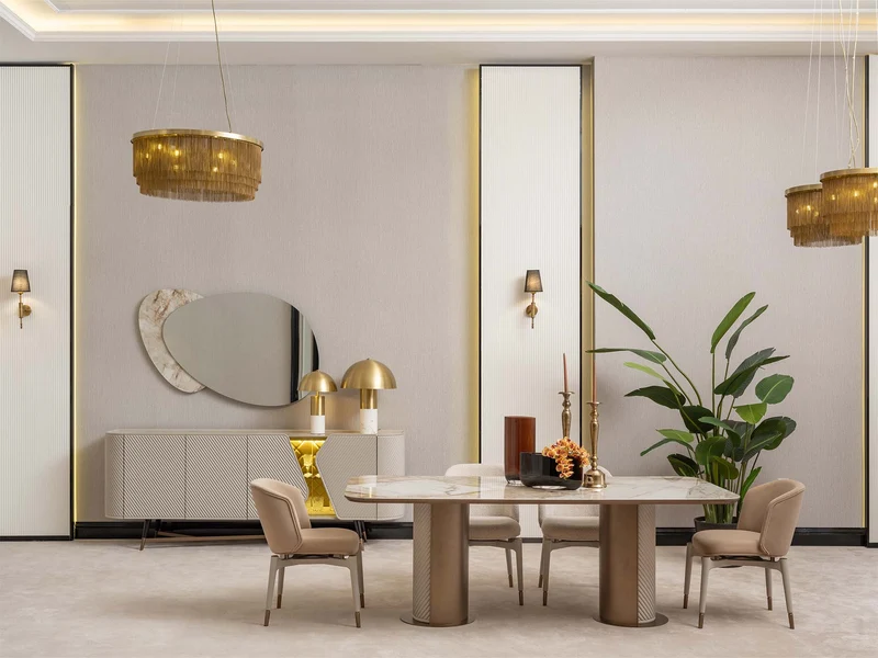 Essenza Diningroom (Consol With Mirror & Dining Table & 6 Dining Chair)