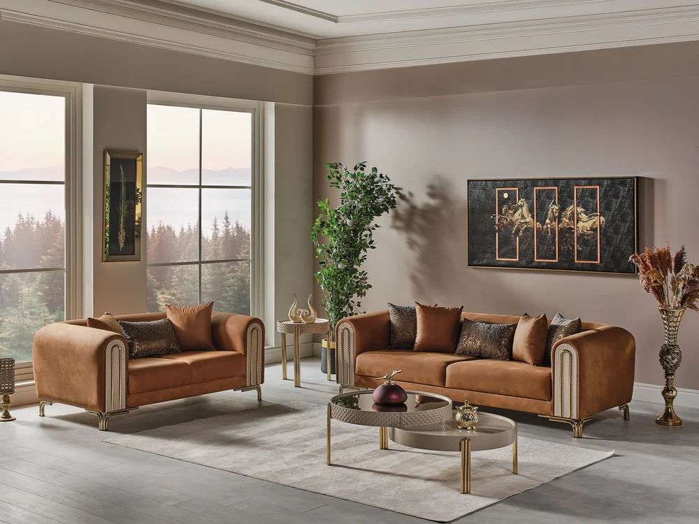 Paris Stationary Loveseat Brown