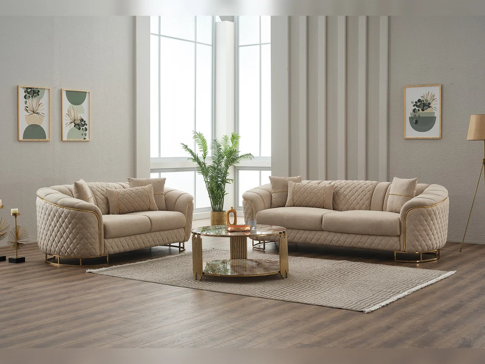Victoria Stationary Loveseat Cream